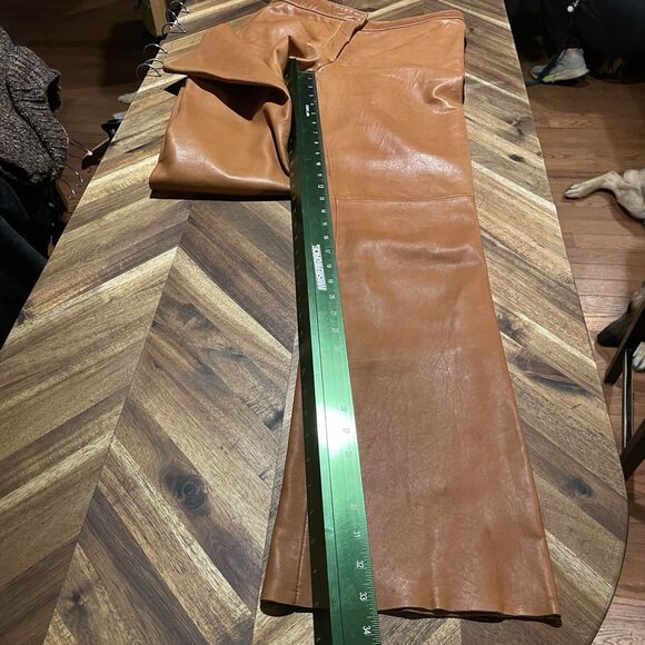 Cache Leather Pants Sz 8 Rock‎ Western Concert Party Camel Bootcut Y2K NOTE - Picture 8 of 10